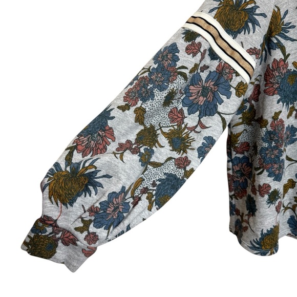 Anthropologie Dolan Left Coast Tagawa Gray Floral Ribbon Sweatshirt Women Sz XL - Picture 4 of 10